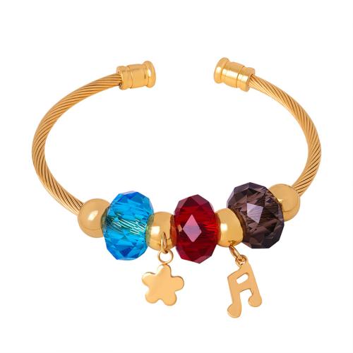 Bracelet d'acier titane, avec cristal, Plaqué or 18K, bijoux de mode & pour femme, plus de couleurs à choisir, Vendu par PC