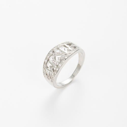 Zink Alloy Finger Ring, med Cubic Zirconia, Unisex & olika storlek för val & ihålig, silver, Säljs av PC