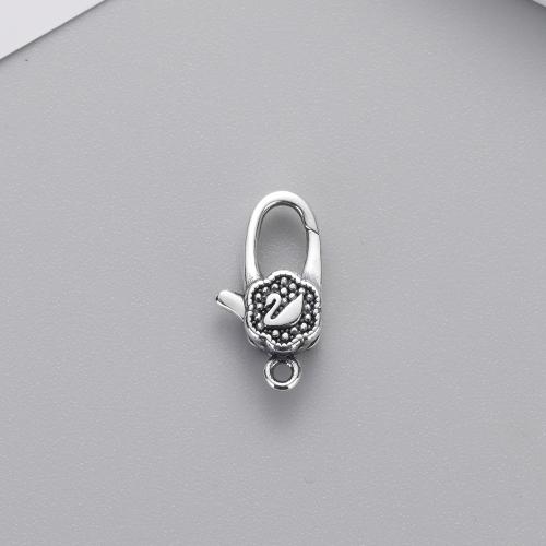 925 Sterling Sølv Lobster klo lås, du kan DIY, sort, 8x15mm, Solgt af PC