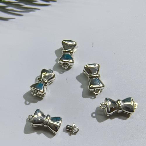 925 فضة قفل, BOWKNOT, ديي, أسود, 16x7.30mm, تباع بواسطة PC