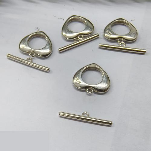 925 Sterling Sølv Toggle lås, du kan DIY, hvid, 12.80x17.90mm, Solgt af PC