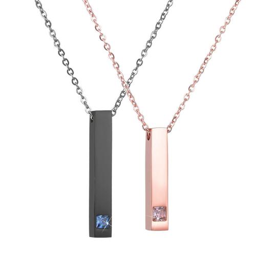 Collier de couple, Acier inoxydable 304, Placage, unisexe & styles différents pour le choix & pavé de micro zircon, plus de couleurs à choisir, Vendu par PC