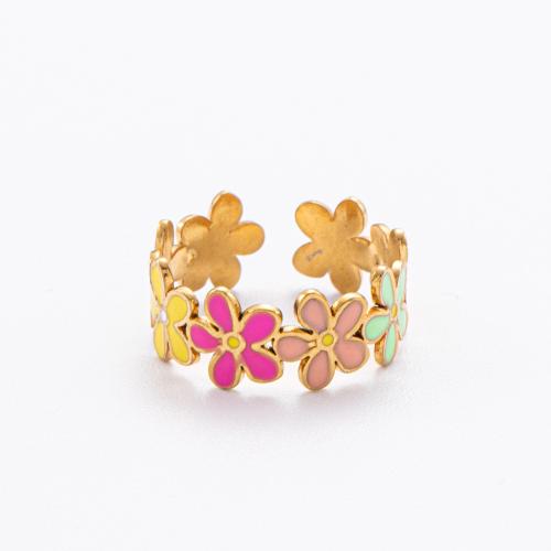 Anillo de dedo del esmalte de acero inoxidable, acero inoxidable 304, chapado, diferentes estilos para la opción & para mujer, más colores para la opción, Vendido por UD