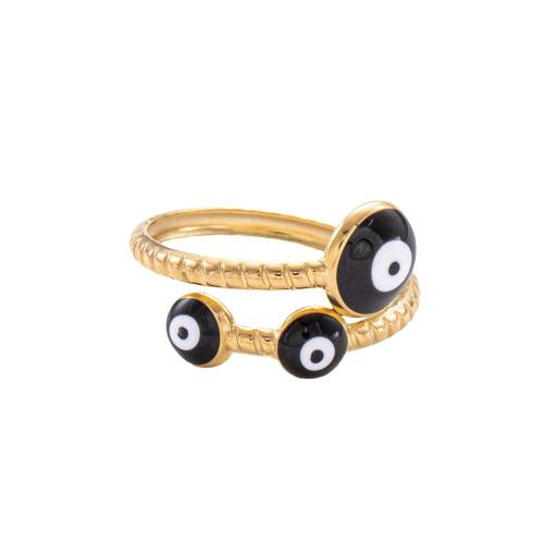 Mal de ojo del anillo de dedo de la joyería, acero inoxidable 304, chapado, diferentes estilos para la opción & para mujer & esmalte, más colores para la opción, Vendido por UD