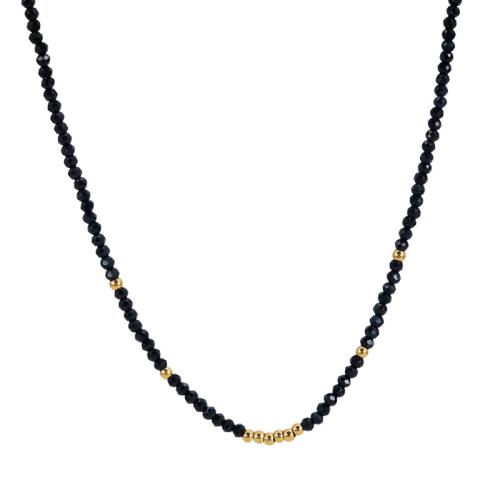 Colar de aço titânio, Partículas de aço, with 5cm extender chain, feito à mão, para mulher & com strass, preto, comprimento 40 cm, vendido por PC