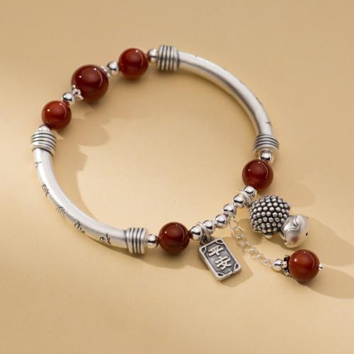 Argent sterling 925 bracelet, avec cire d'abeille, Vintage & pour femme, Longueur Environ 5.9-9.4 pouce, Vendu par PC