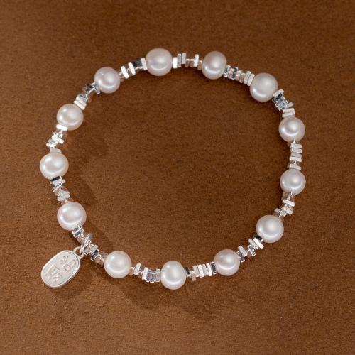 argent sterling 925 bracelet, avec perle de plastique, Vintage & pour femme, Longueur Environ 6.3-9.4 pouce, Vendu par PC