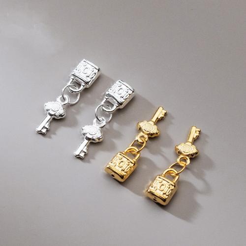 925 فضة قلادة, قفل و مفتاح, ديي, المزيد من الألوان للاختيار, lock size 11x7x4mm, key size 14x7x27mm, تباع بواسطة PC