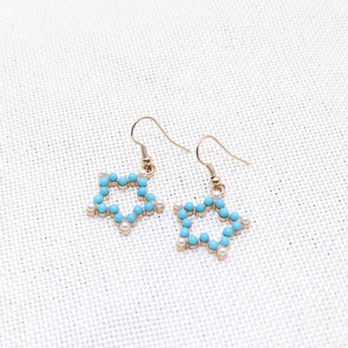 Pendientes de Aleación de Zinc, con Perlas plásticas, Estrella, Joyería & para mujer, más colores para la opción, 40mm, Vendido por Par