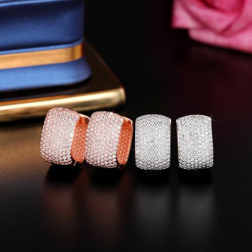 Cubic Zirconia Micro Pave Latão Brinco, cobre, joias de moda & micro pavimento em zircônia cúbica & para mulher, Mais cores pare escolha, 11x18mm, vendido por par