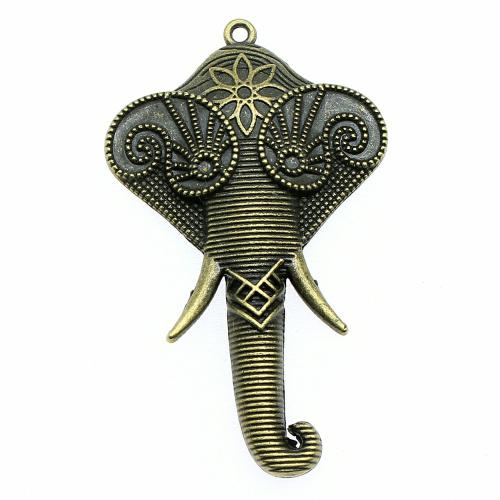 Zinc Alloy Animal Pendler, Elephant, forgyldt, du kan DIY, flere farver til valg, 61x37mm, Solgt af PC