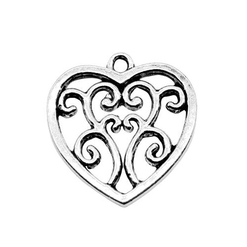 Pendentifs coeur en alliage de zinc, Plaqué de couleur d'argent, DIY, 22x21mm, Vendu par PC