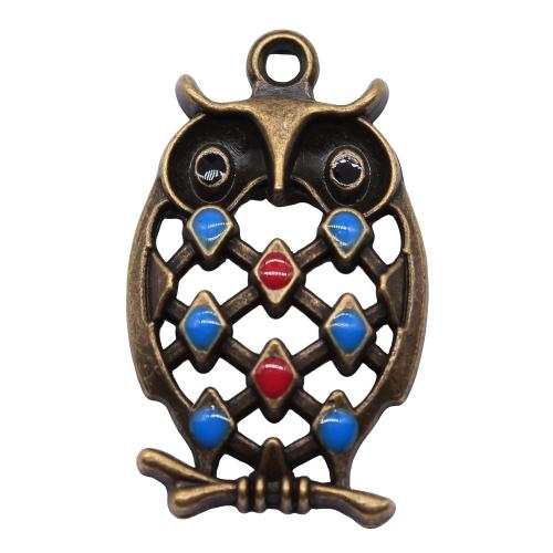 Pendentifs animaux en alliage de zinc, hibou, Plaqué de couleur de bronze antique, DIY & émail, 31x19mm, Vendu par PC