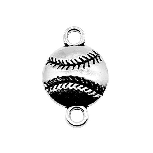 Zinco-Alloy-Connettore, lega in zinco, Baseball, placcato argento antico, DIY & 1/1 anello del connettore, 14x22mm, Venduto da PC