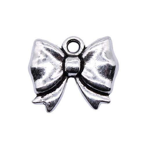 Zinc Alloy Bowknot Pendler, antik sølv farve forgyldt, du kan DIY, 12x15mm, Solgt af PC