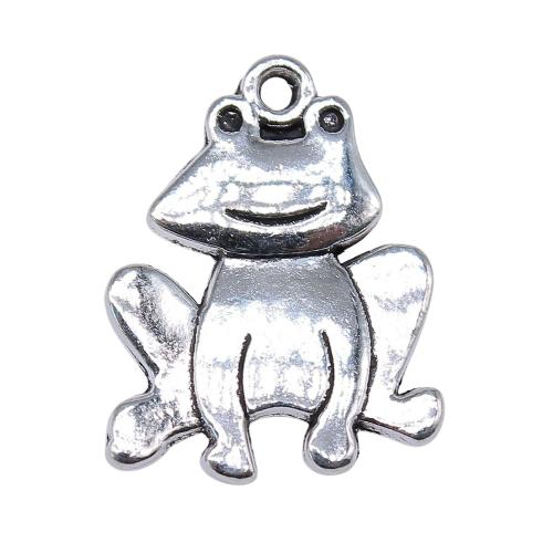 Sinc Alloy Pendants Ainmhithe, Frog, dath airgid antique plátáilte, DIY, 24x18mm, Díolta De réir PC