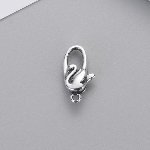 925 Sterling Silver Ghliomaigh Clasp Claw, DIY, dubh, 7x14mm, Díolta De réir PC