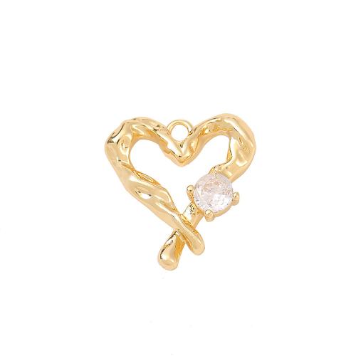 Cubic Zirconia Micro Pave Brass Pendant Heart real gold plated DIY & micro pave cubic zirconia Sold By PC