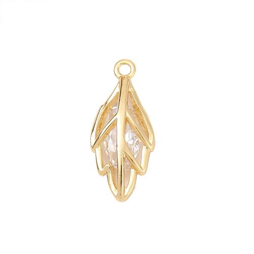 Kubik Zirkonium mikro bana Mässing hängande, Leaf, äkta guldpläterad, DIY & micro bana cubic zirconia, fler färger för val, Säljs av PC