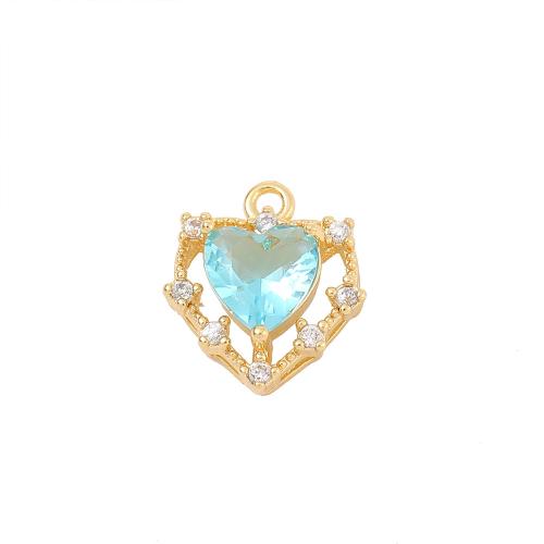 Cubic Zirconia Micro Pave Brass Pendant Heart real gold plated DIY & micro pave cubic zirconia Sold By PC