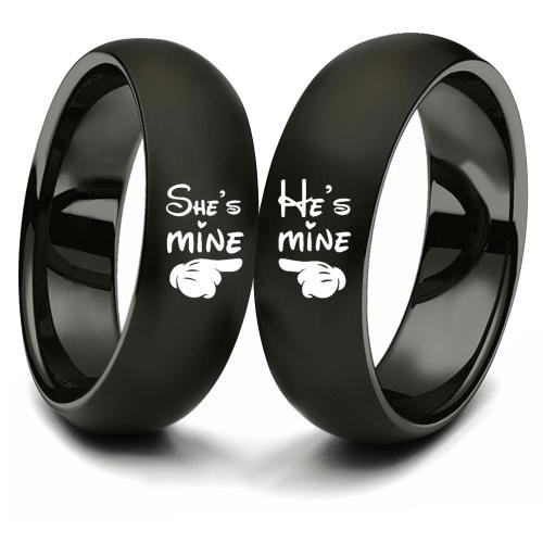 Couple Finger Rings 304 Stainless Steel Vacuum Ion Plating Unisex  black Sold By PC