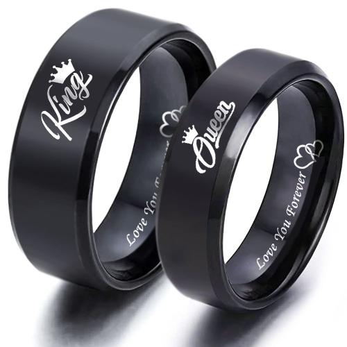 Couple Finger Rings 304 Stainless Steel Vacuum Ion Plating Unisex  black Sold By PC