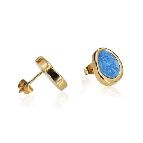 Titanium Steel  Earring for woman & enamel golden Sold By Pair