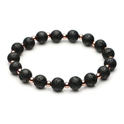 Gemstone Bracelets 304 Stainless Steel with Lava handmade Unisex Length 16 cm Sold By PC