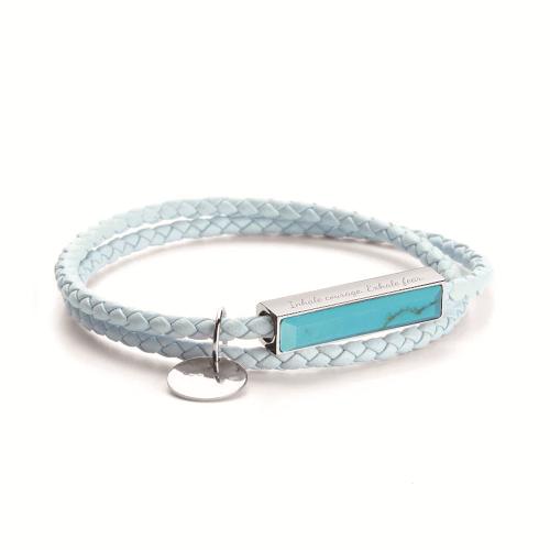 Leather Cord Bracelet 304 Stainless Steel with Natural Stone & leather cord plated & Unisex Length 16 cm Sold By PC