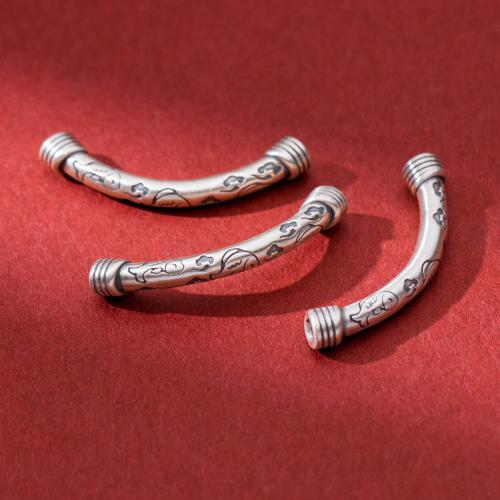 925 sterling zilver gebogen buis kralen, Vintage & DIY, 44x6.50mm, Gat:Ca 3.2mm, Verkocht door PC