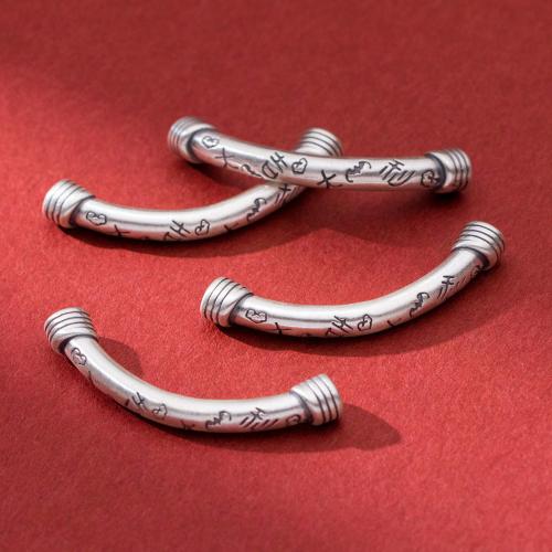 925 Sterling Zilver gebogen buis kralen, Vintage & DIY, 44.50x6mm, Gat:Ca 3.2mm, Verkocht door PC