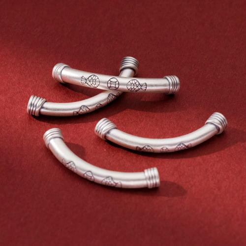 Argent sterling 925 perles tube incurvé, Vintage & DIY, 45x6.50mm, Trou:Environ 2.8mm, Vendu par PC