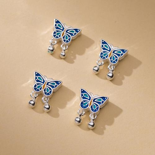 Srebne wisiorki 925, Srebro 925, Motyl, DIY & naklejka epoksydowa, 11x9.50x4mm, sprzedane przez PC