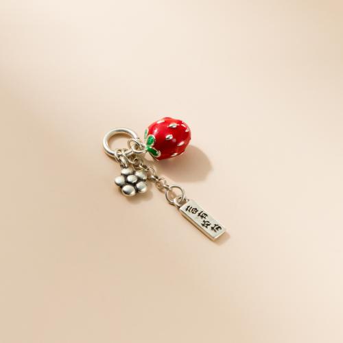 Кулоны из серебра, 925 пробы, DIY & Эпоксидная стикер, strawberry size 6.5x10mm, flower size 5.5x2mm, card size 9.5x3x1mm, продается PC