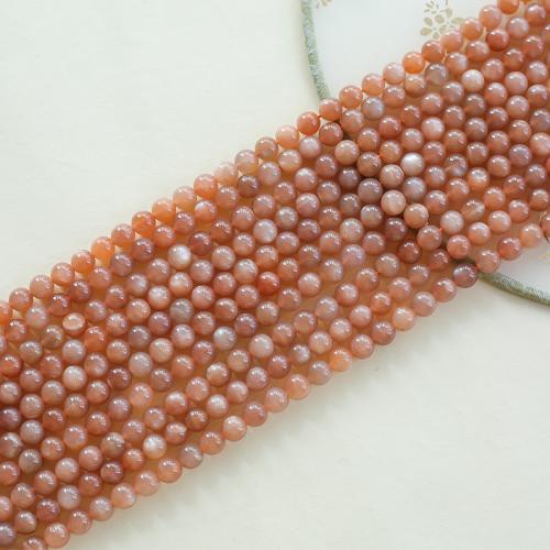 Natural Moonstone Beads Orange Moonstone Round DIY Sold By Strand