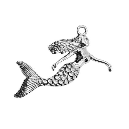 Zinc Alloy Pendants Mermaid antique silver color plated DIY Sold By PC