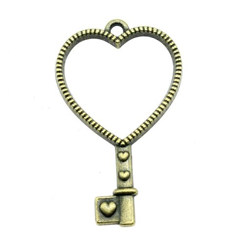 Zinc Alloy Key Pendler, Nøgle, forgyldt, du kan DIY, flere farver til valg, 42x25mm, Solgt af PC