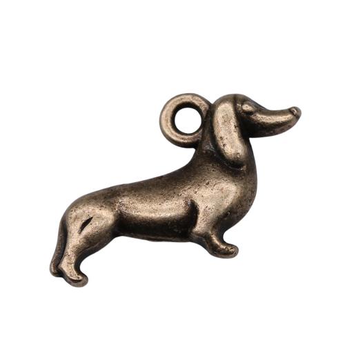 Cink ötvözet Animal Medálok, Kutya, antik bronz színű bevonattal, DIY, 22x12mm, Által értékesített PC