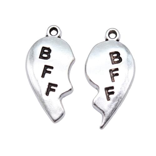 Zinc Alloy Heart Pendler, antik sølv farve forgyldt, du kan DIY, 23x12mm, Solgt af par