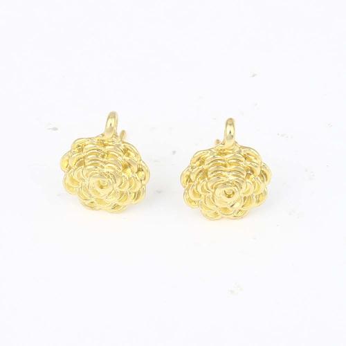 Brass Earring Post, cobre, Flor, cromado de cor dourada, DIY & para mulher, níquel, chumbo e cádmio livre, 24.90x3.90x3.90mm, vendido por par