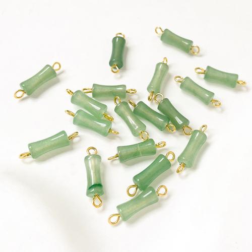 Connecteur de pierre gemme, Aventurine, DIY, vert, protéger l'environnement, sans nickel, plomb et cadmium, 5x19mm, Vendu par PC