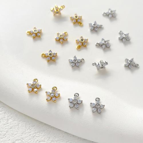 Cubic Zirconia Micro Pave Brass Pendant Flower plated DIY & micro pave cubic zirconia nickel lead & cadmium free Sold By PC