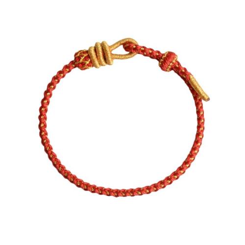 Cadena pulseras tejidas, Polipropileno Nylon, con Hilos de oro, hecho a mano, unisexo, Rojo, longitud aproximado 18 cm, 10/Grupo, Vendido por Grupo