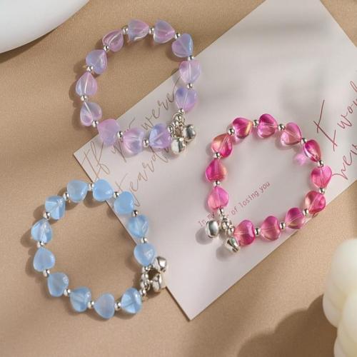 Lampwork Bransoletka, ze Stop cynku, Serce, biżuteria moda & dla kobiety, dostępnych więcej kolorów, długość około 6-8 cal, sprzedane przez PC