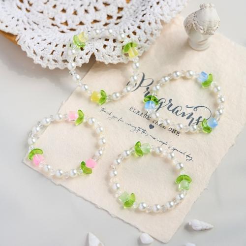 Porcelana Pulsera, con Perlas plásticas, Tulipán, hecho a mano, Joyería & para mujer, más colores para la opción, longitud aproximado 6-8 Inch, Vendido por UD