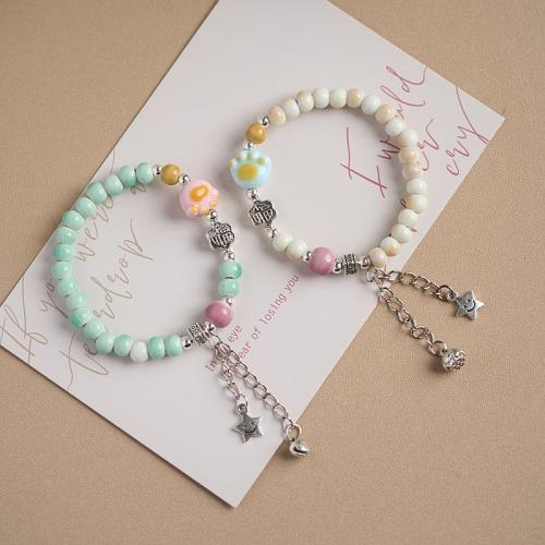 Pulsera de Porcelana, con aleación de zinc, hecho a mano, Joyería & para mujer, más colores para la opción, longitud aproximado 6-8 Inch, Vendido por UD