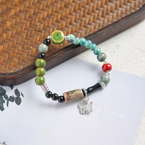 Poircealláin Bracelet, le Sinc Alloy, lámhdhéanta, unisex & stíleanna éagsúla do rogha, Fad Thart 6-8 Inse, Díolta De réir PC