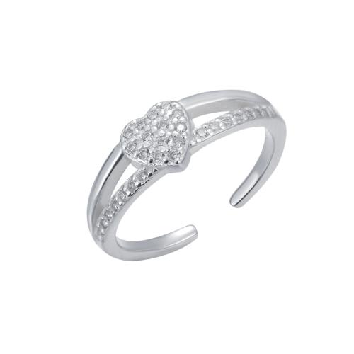 Plata de ley 925 Anillo del dedo del pie, Corazón, Joyería & micro arcilla de zirconia cúbica & para mujer, Vendido por UD