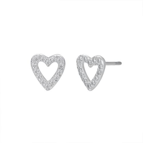 925 sterling zilver Stud Earring, Hart, mode sieraden & micro pave zirconia & voor vrouw, 7.60x7.10mm, Verkocht door pair