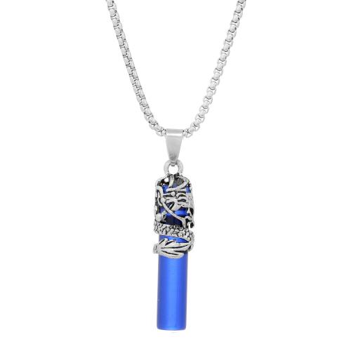 Roestvrij staal halskettingen, met Glas & Zinc Alloy, silver plated, mode sieraden & voor de mens, meer kleuren voor de keuze, 46mm, Lengte Ca 60 cm, Verkocht door PC